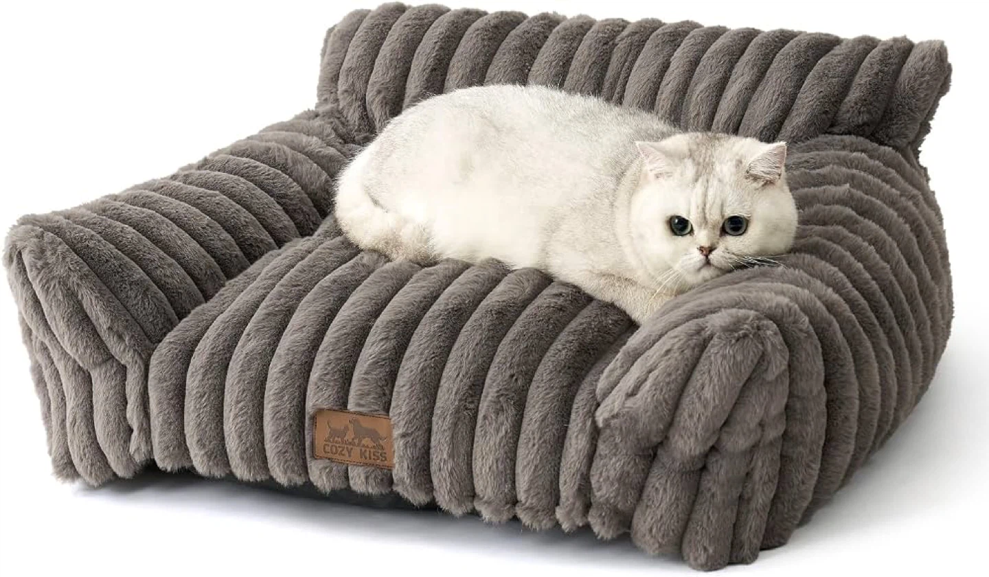 COZY KISS Cat Bed Faux Fur Sofa