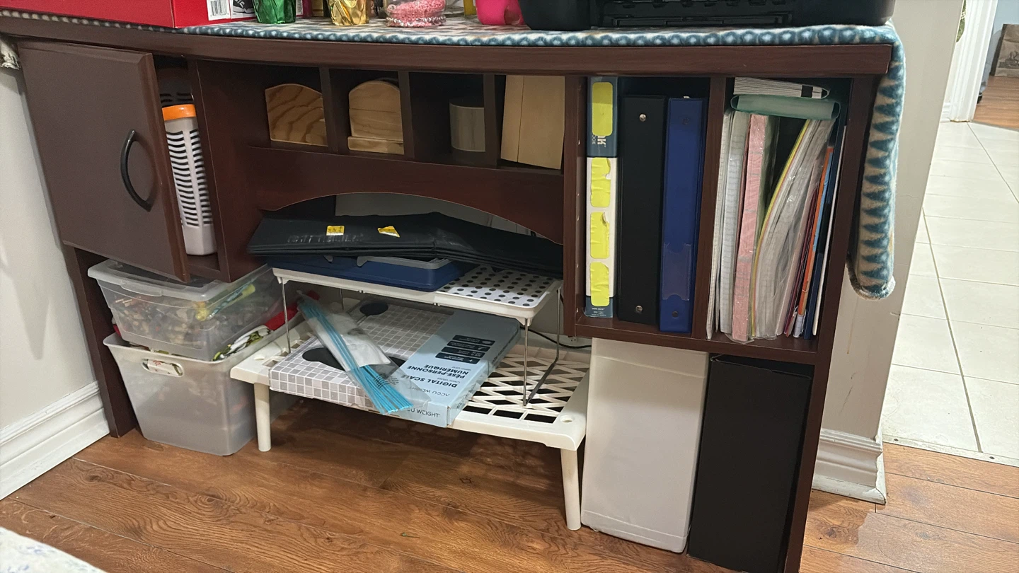 Dark Wood Desk Hutch with Storage