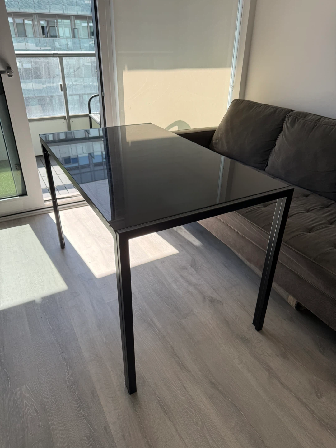 Reiner Glass Top Metal Base Dining Table