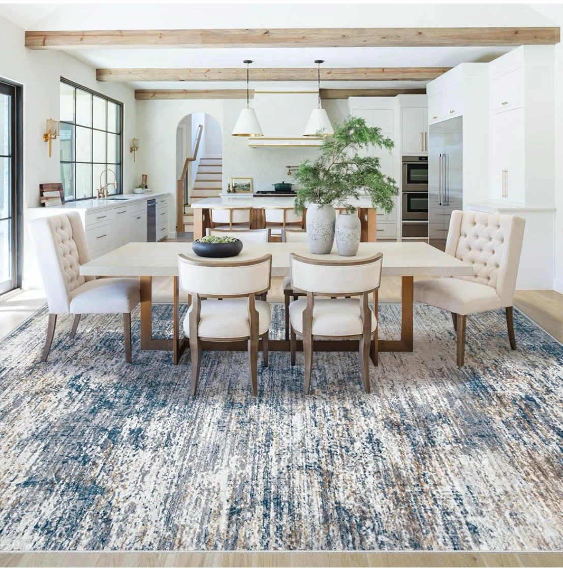 8x10 Abstract Blue and Gold Washable Area Rug - photo 4