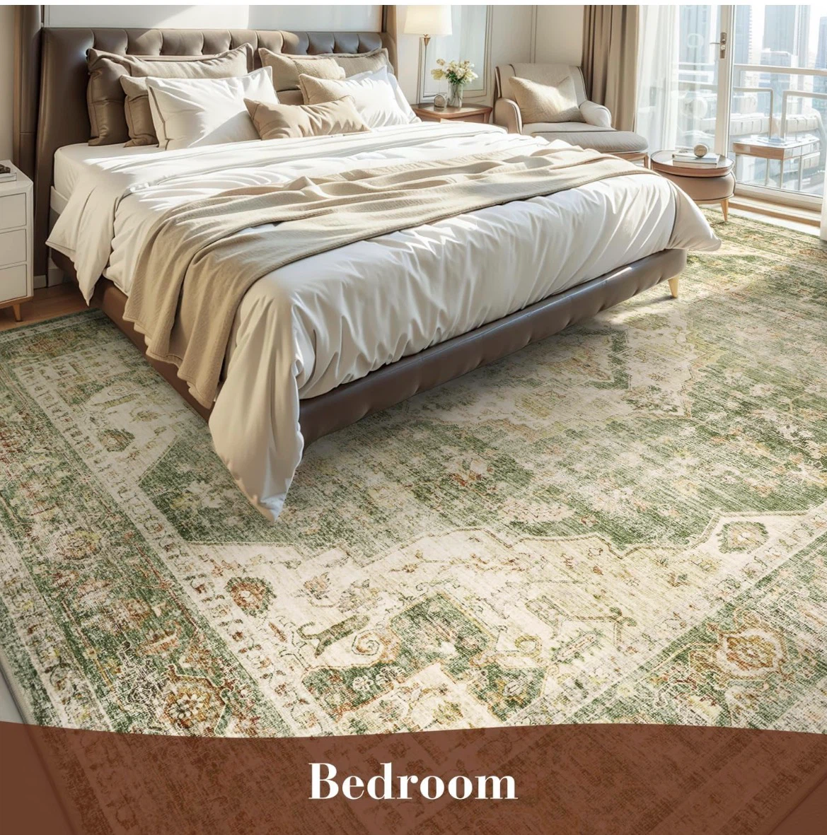 Olive Green 8' x 10' Washable Area Rug - photo 3