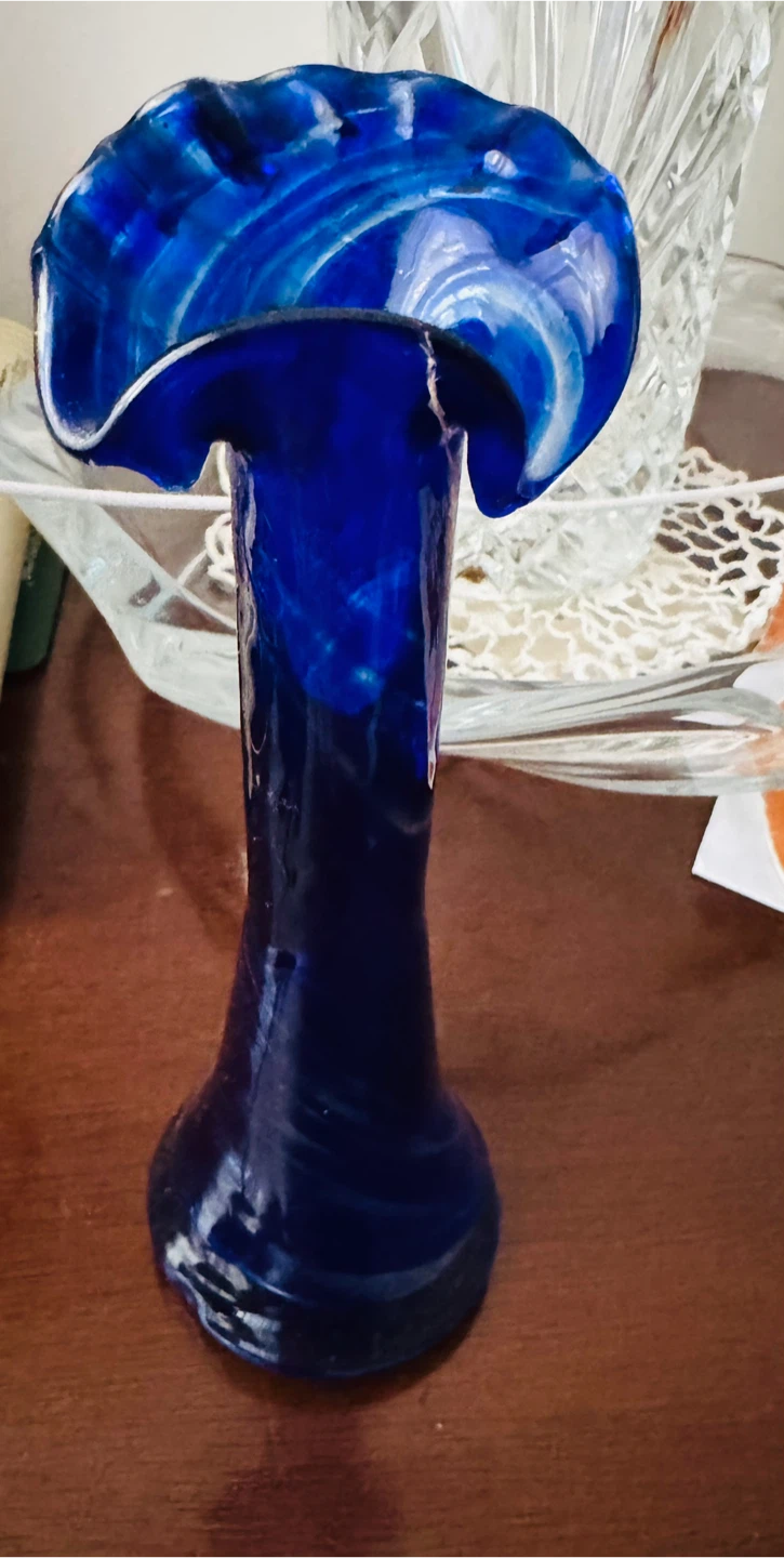 Blue Swirl Glass Vase