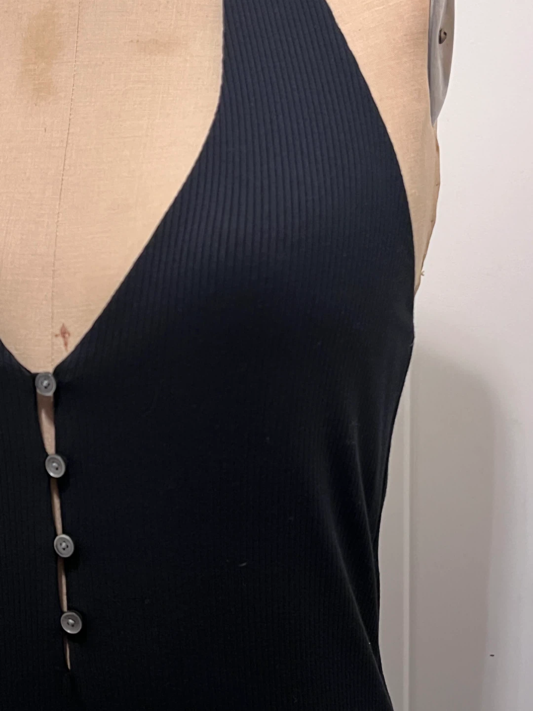Aritzia Wilfred BLACK Modal Ribbed knit Halter Dress - photo 5