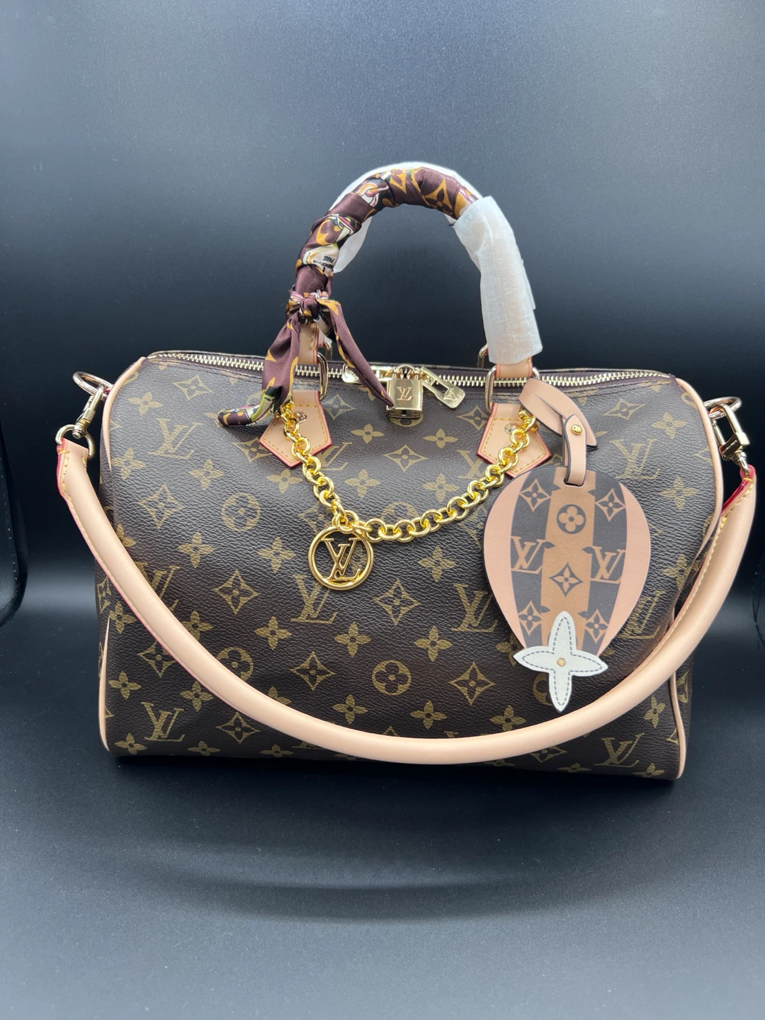 Louis Vuitton Speedy Bag with Scarf and Charm