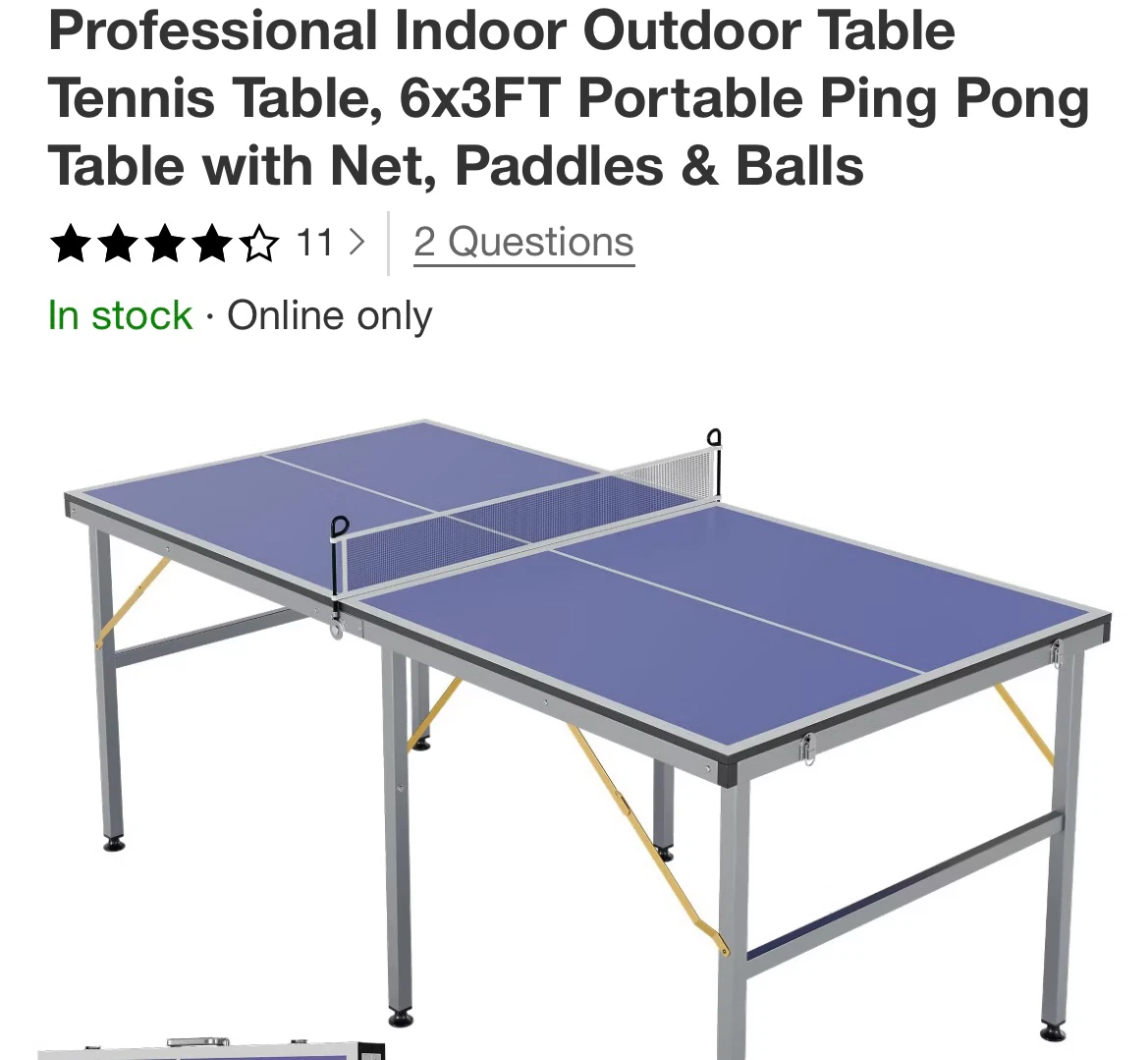 Portable Ping Pong Table with Net, Paddles & Balls