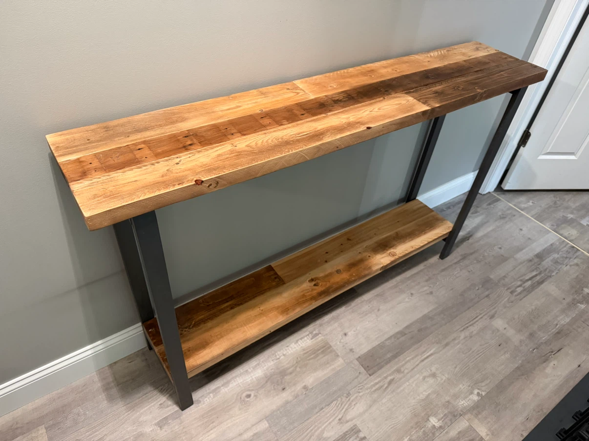 Reclaimed Wood Console Hallway Table with shelf