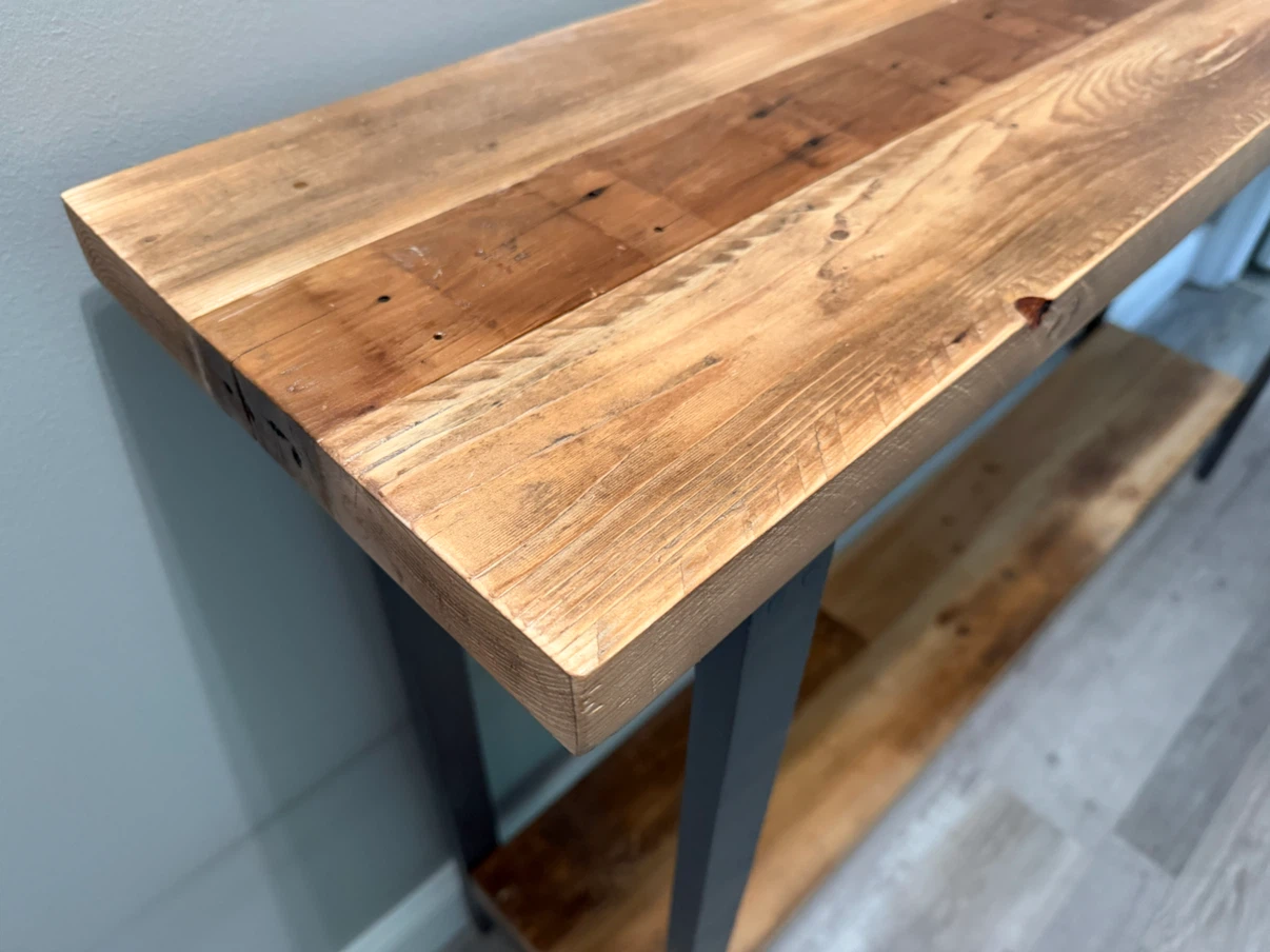 Reclaimed Wood Console Hallway Table with shelf - photo 2
