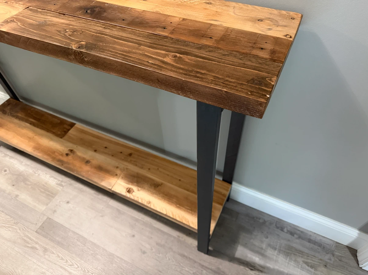 Reclaimed Wood Console Hallway Table with shelf - photo 3