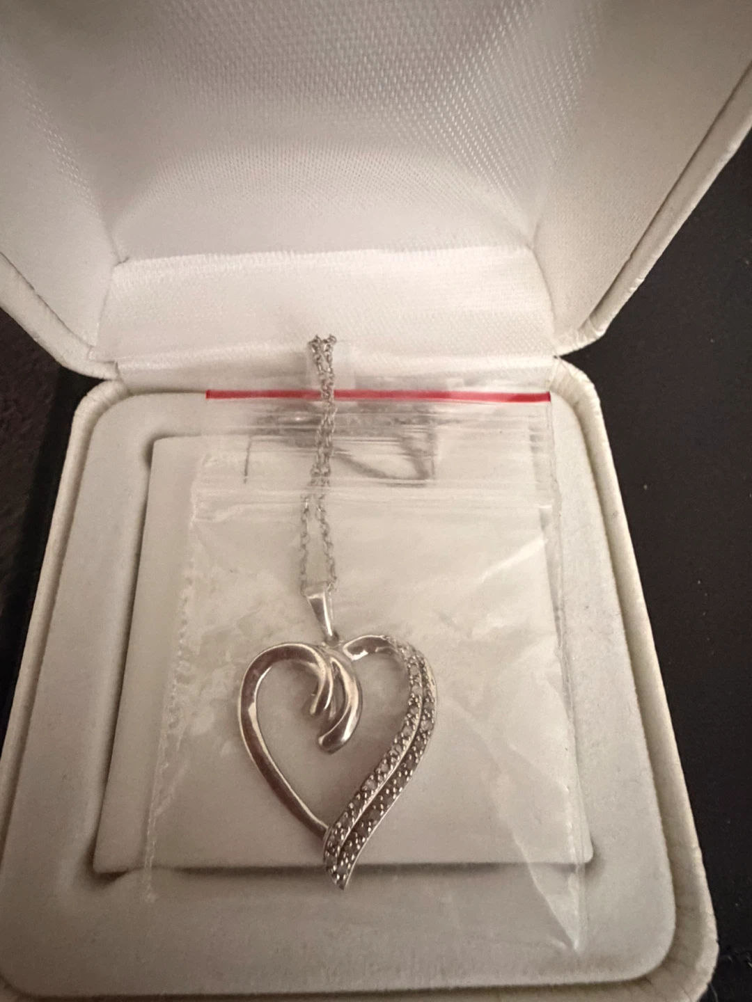 Sterling Silver 925 Heart Pendant Necklace with diamonds