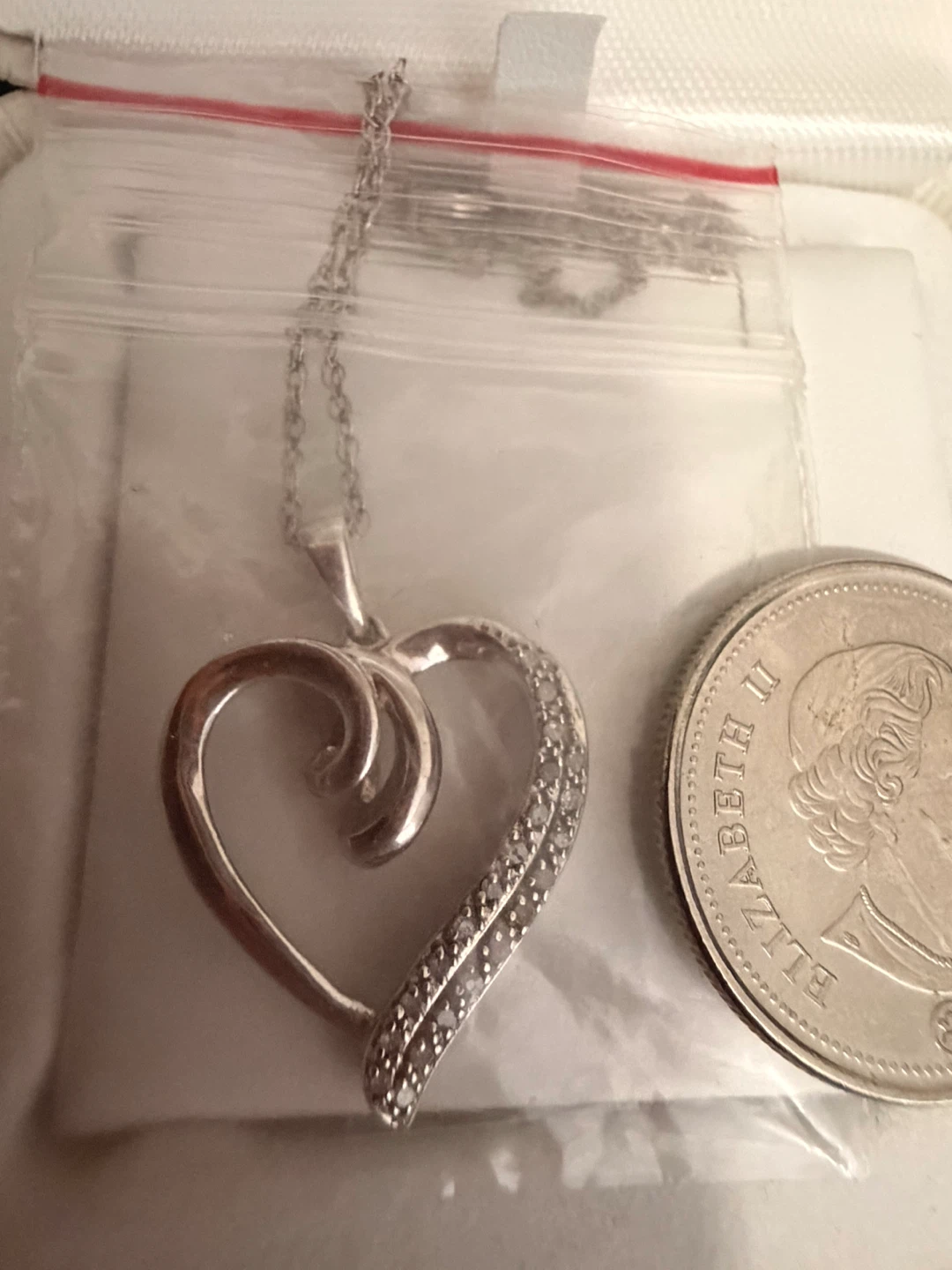 Sterling Silver 925 Heart Pendant Necklace with diamonds - photo 2