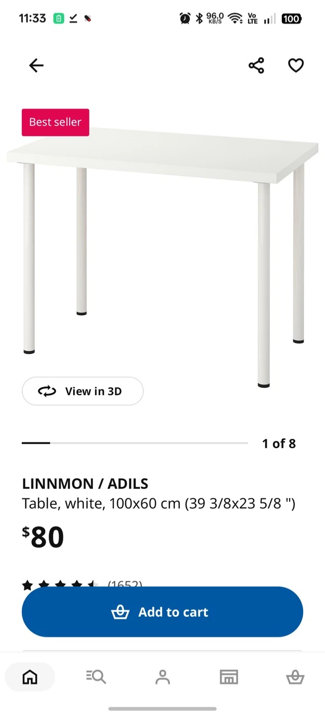 IKEA LINNMON / ADILS Table - White - photo 2