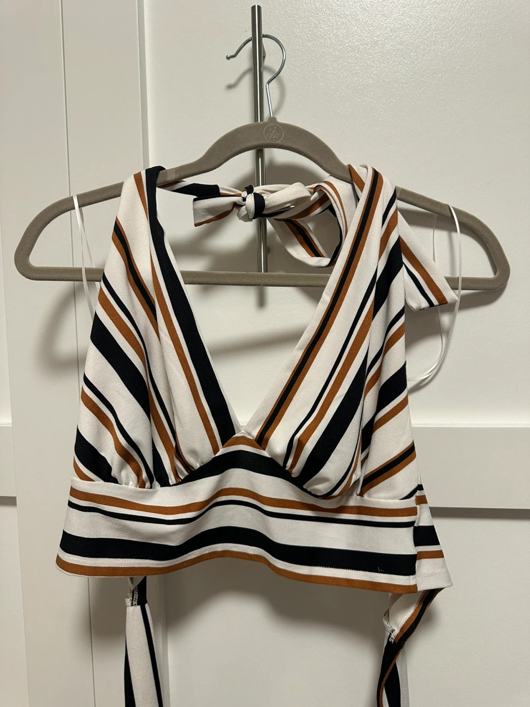 Shein striped halter crop top