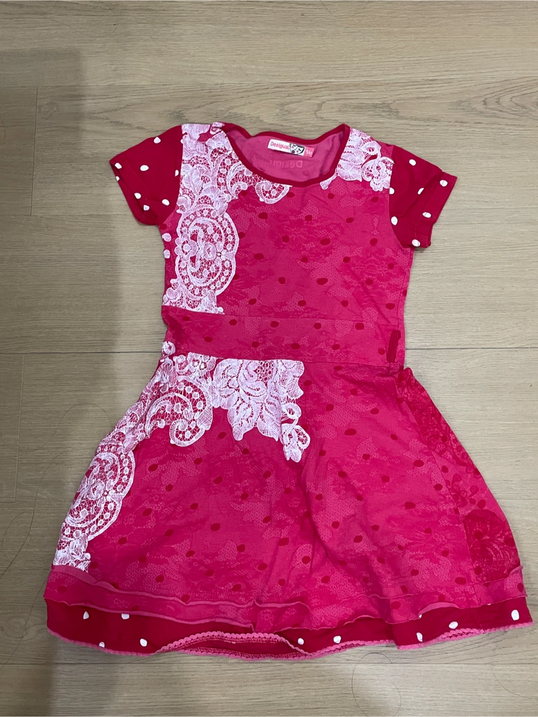 Desigual Pink Polka Dot Dress Size for Kids 9-10