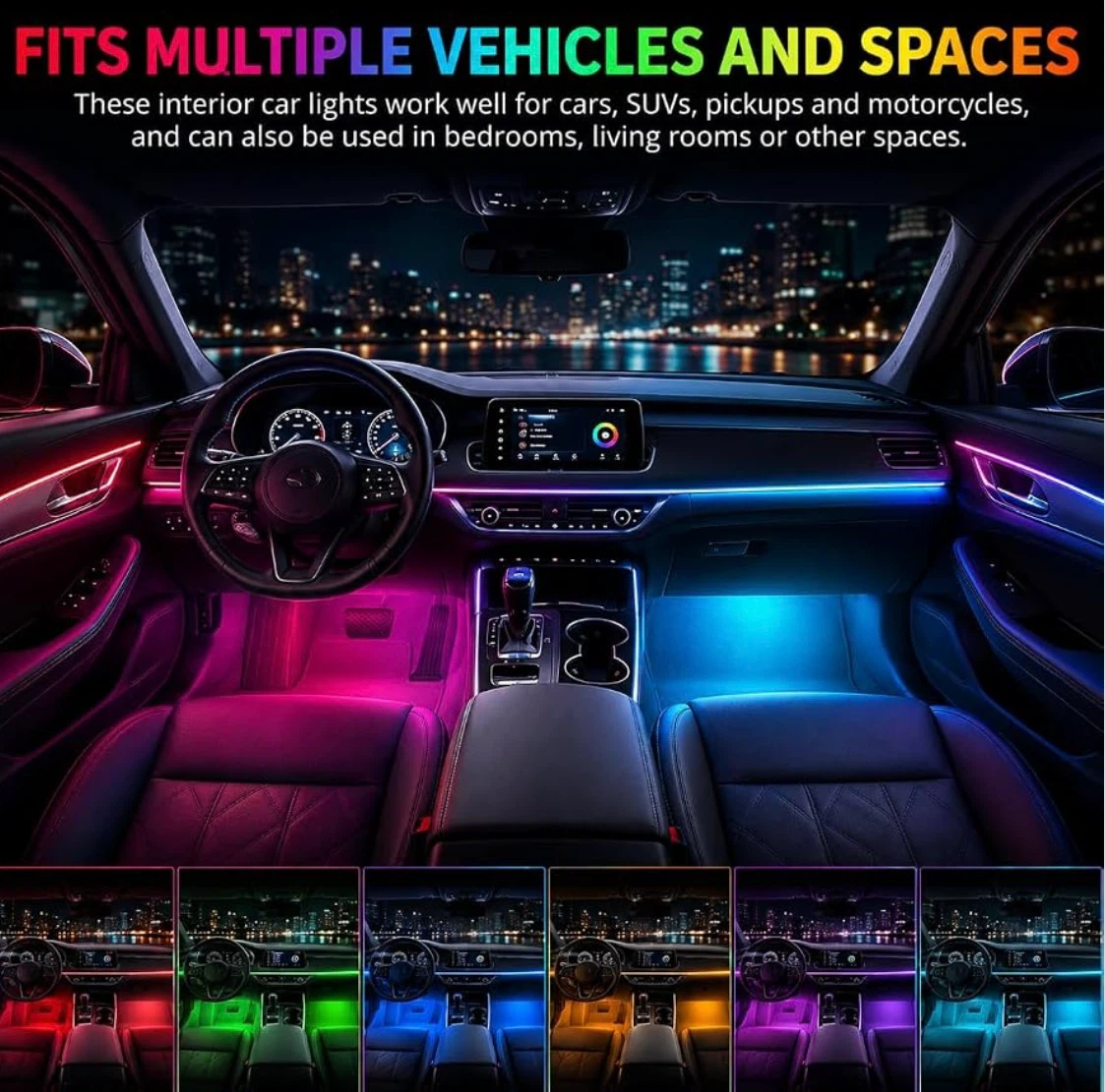 Car Interior LED Strip Lights with Remote - photo 5