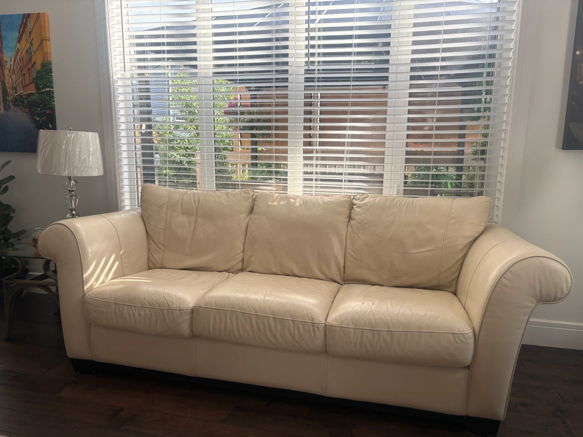 Cream Leather Sofas - photo 2