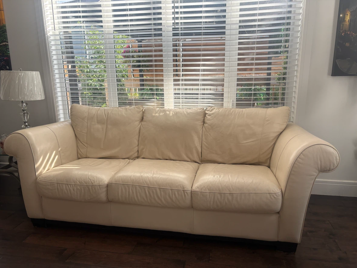 Cream Leather Sofas - photo 3
