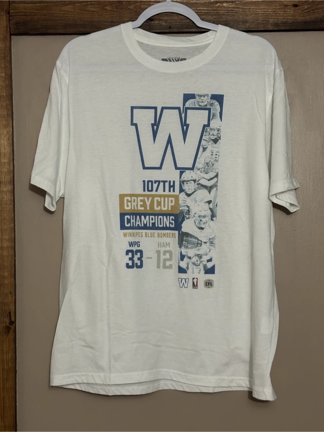 Winnipeg Blue Bombers 107th Grey Cup Champions T-Shirt Size L