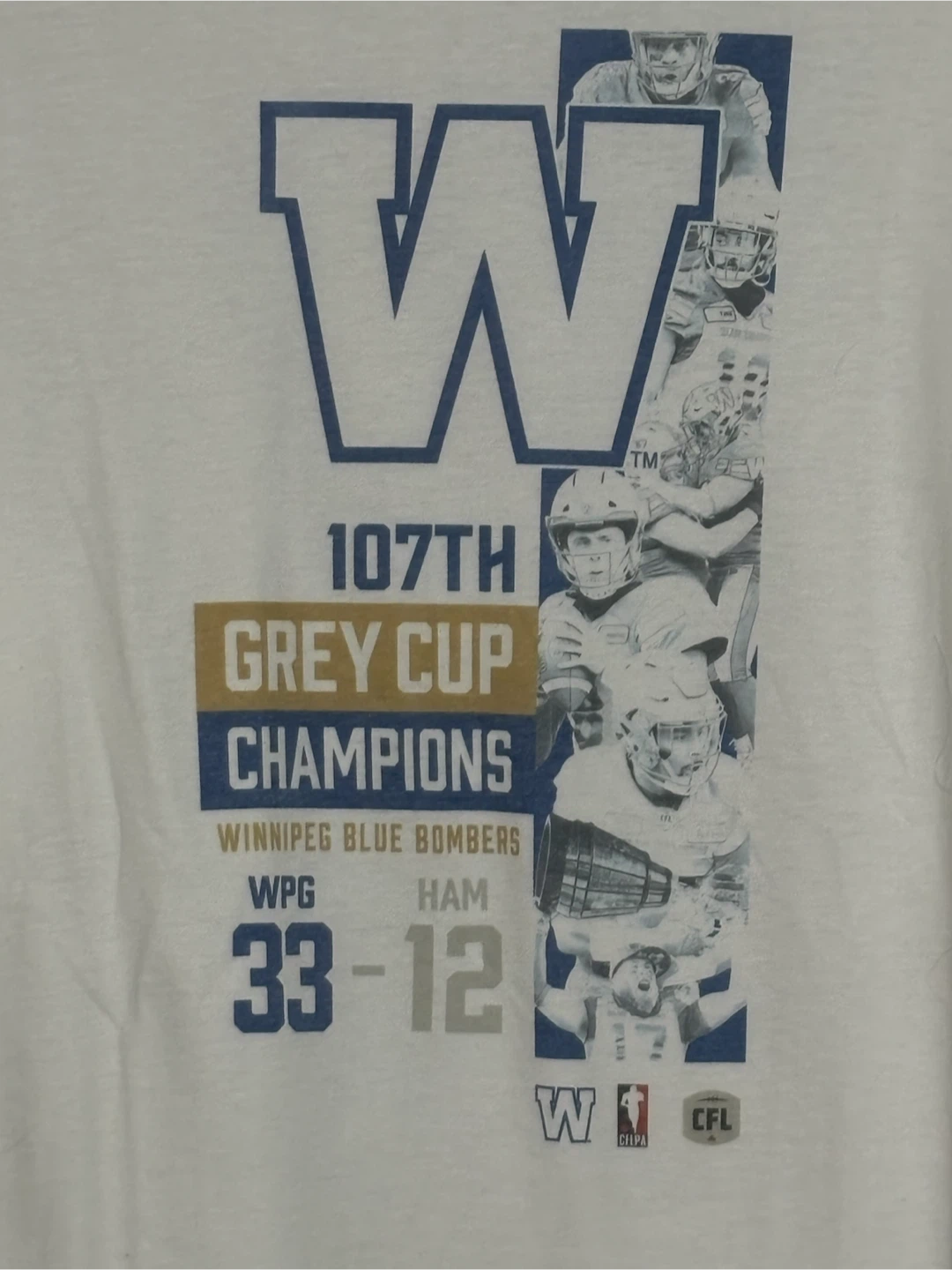 Winnipeg Blue Bombers 107th Grey Cup Champions T-Shirt Size L - photo 2
