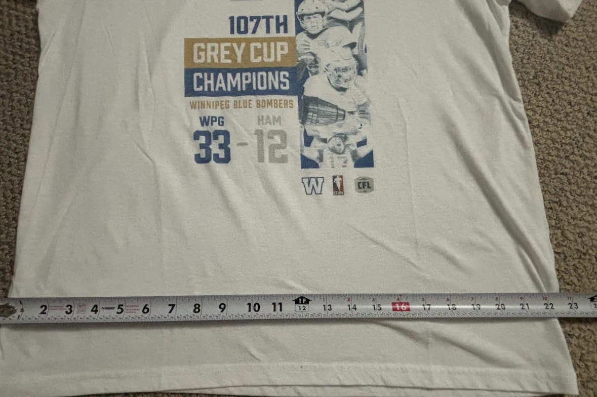 Winnipeg Blue Bombers 107th Grey Cup Champions T-Shirt Size L - photo 5