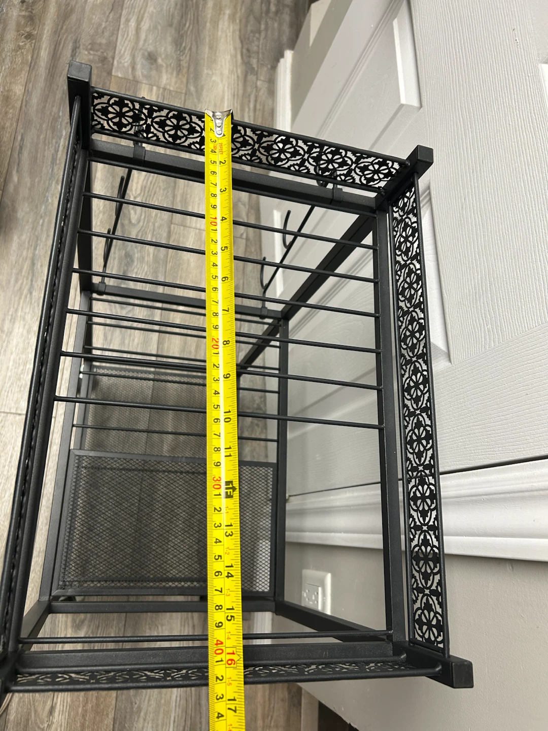 Black Metal Rolling Utility Cart with Hooks - photo 4