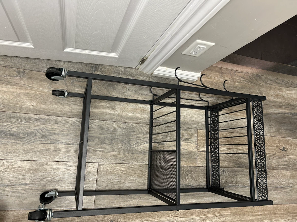 Black Metal Rolling Utility Cart with Hooks - photo 5
