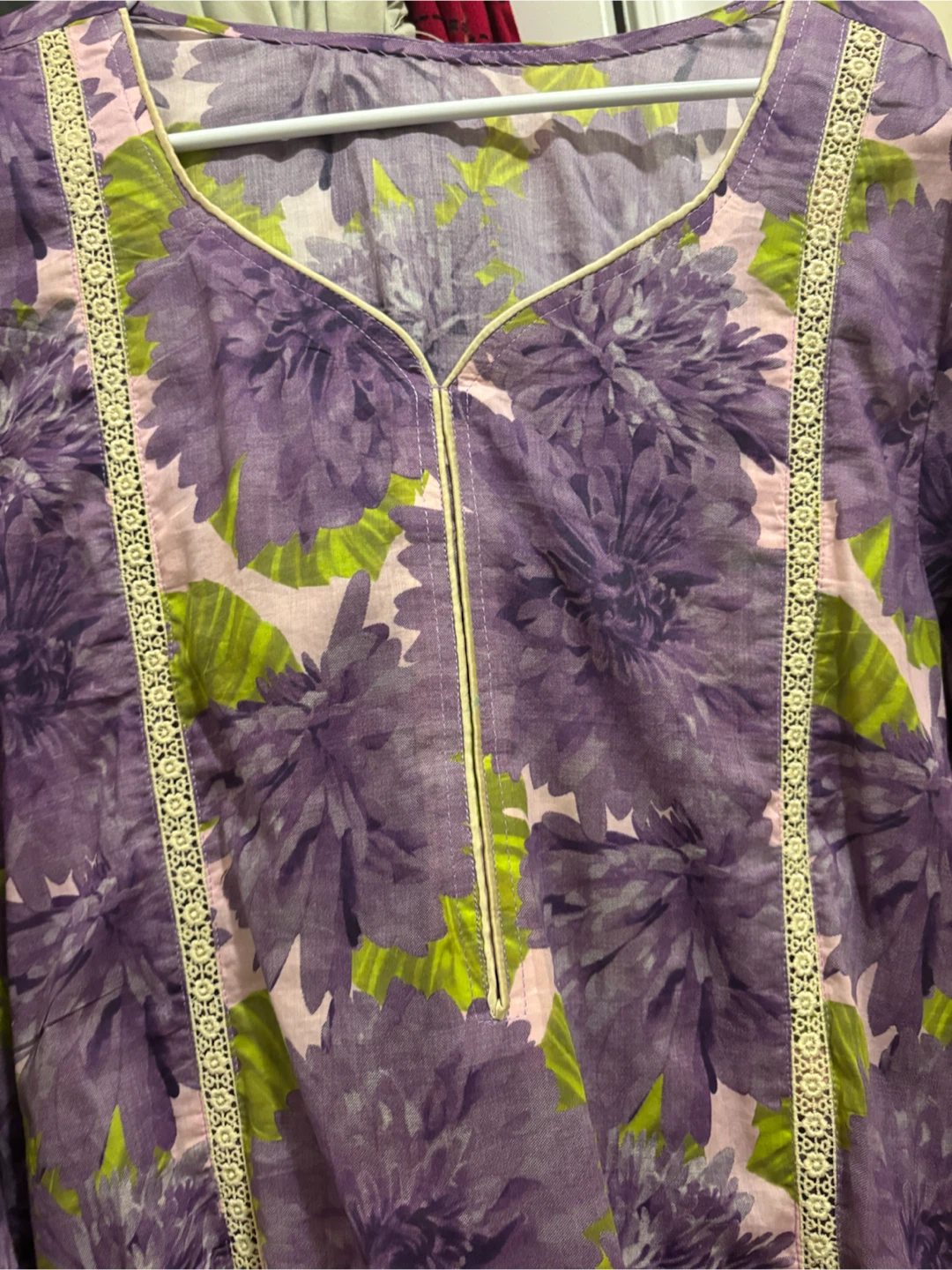 Purple Floral Print Kurti voile cotton