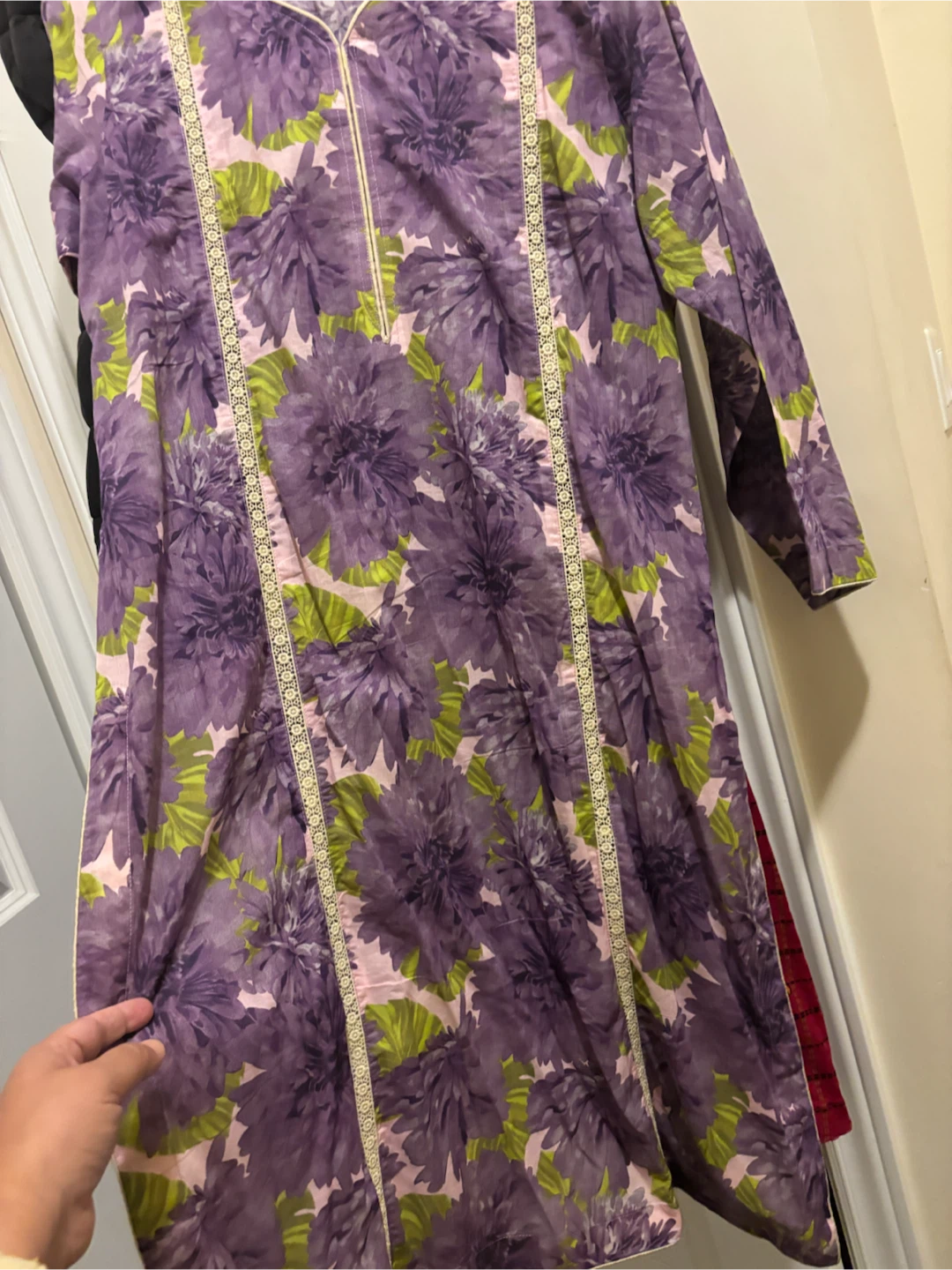 Purple Floral Print Kurti voile cotton - photo 2