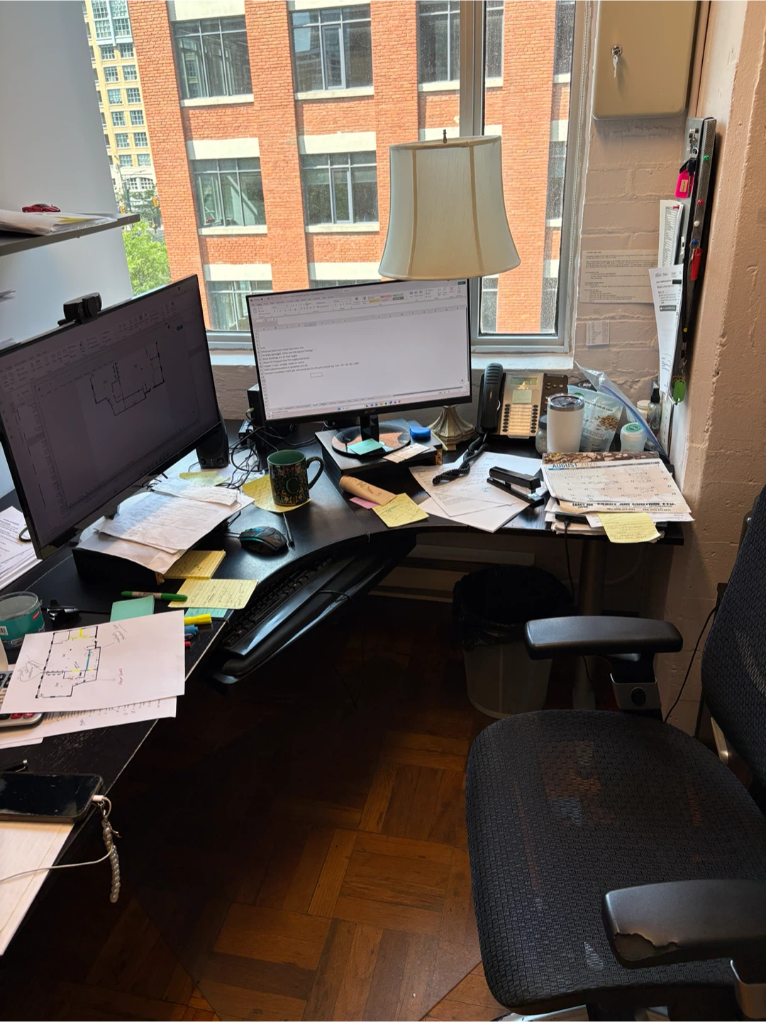 Large L-shaped Executive Desk with Filing Cabinet - photo 2