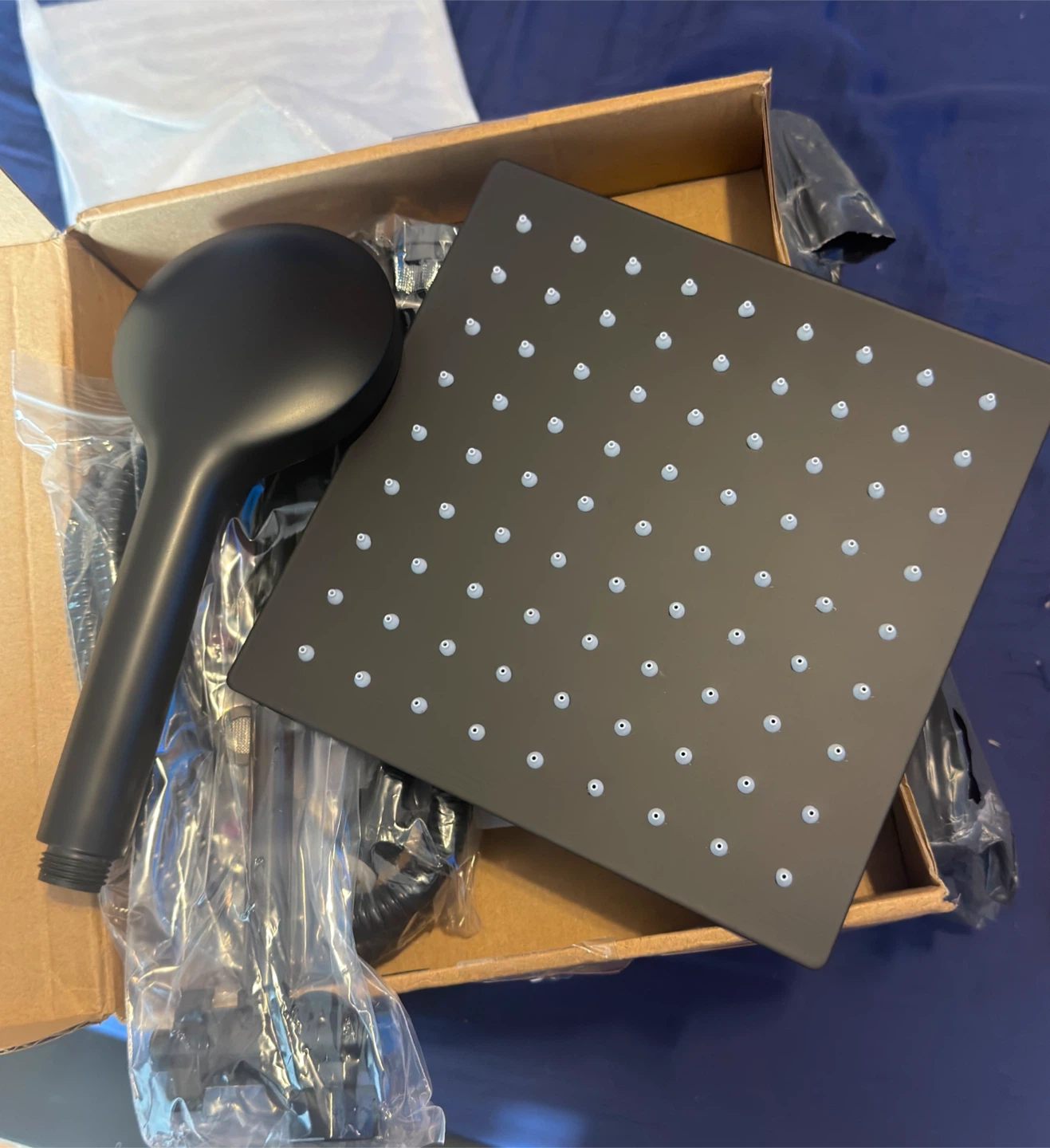 Modern Matte Black Square Shower Set with Handheld Shower - photo 2