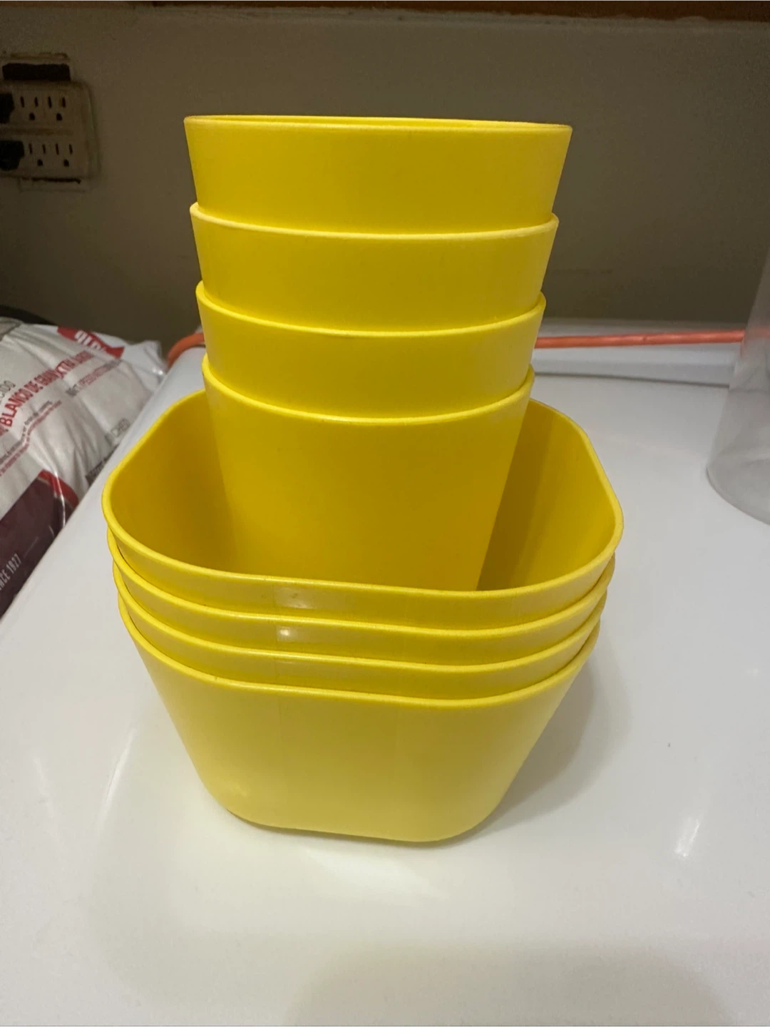 Set of 5 Yellow Plastic Bowls