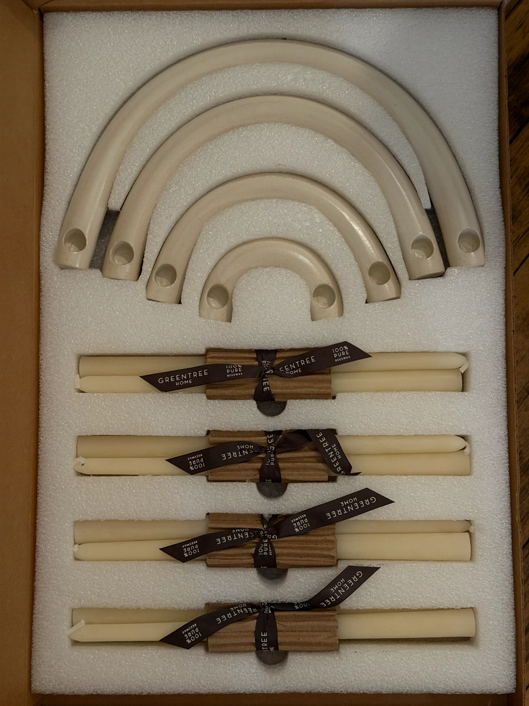 DWR Stoneware Ceramic Arc Candleholder +  Greentree Home Candles