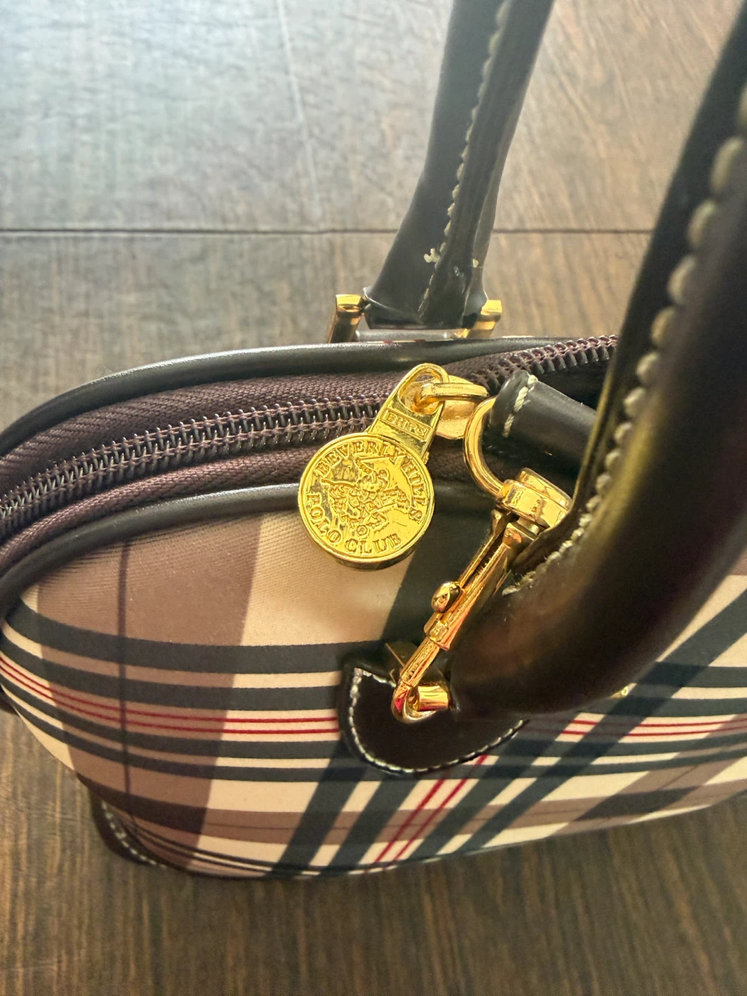 Beverly Hills Polo Club Plaid Satchel Handbag - photo 2