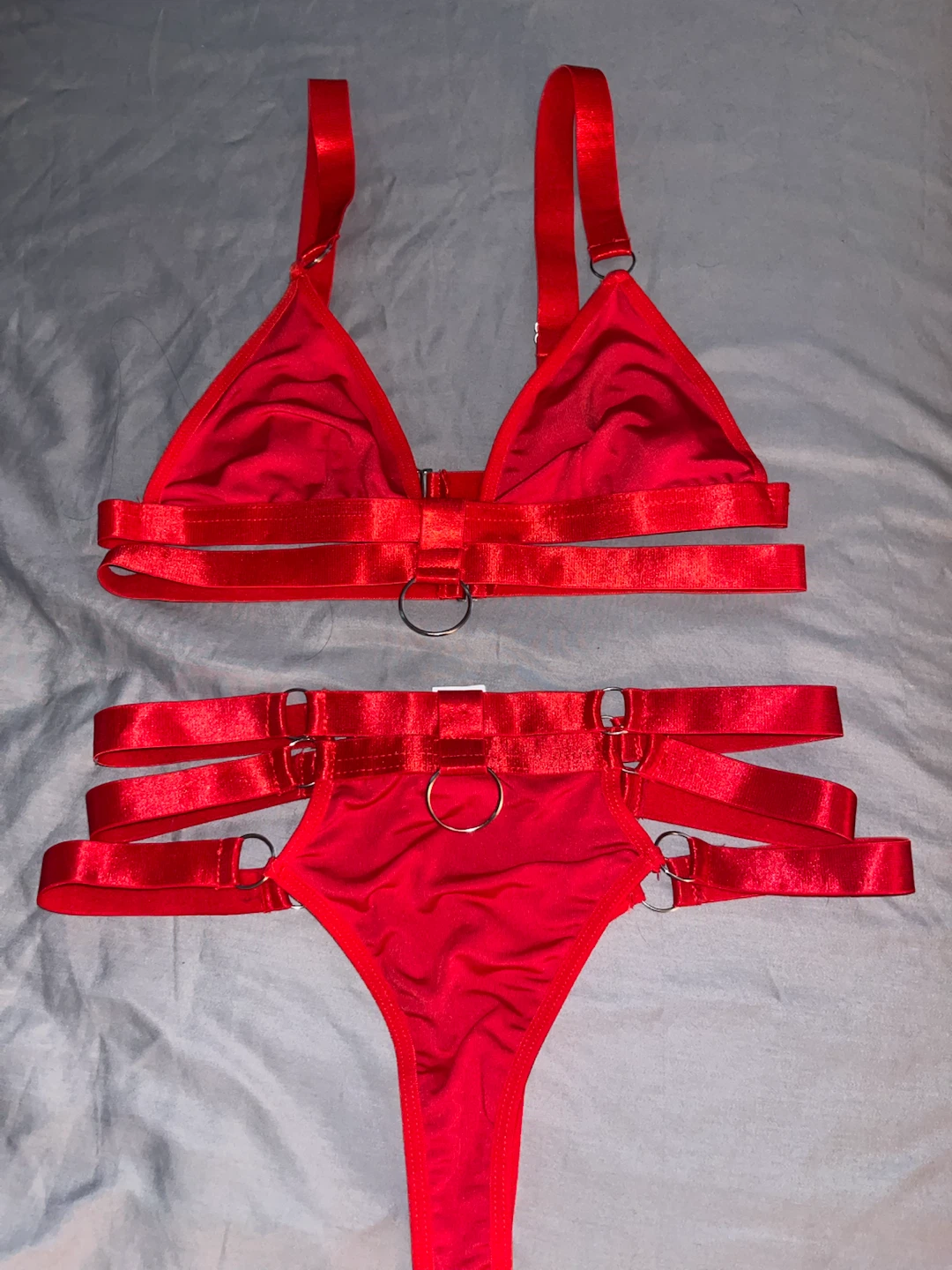 Red Lingerie Set with Strappy Details