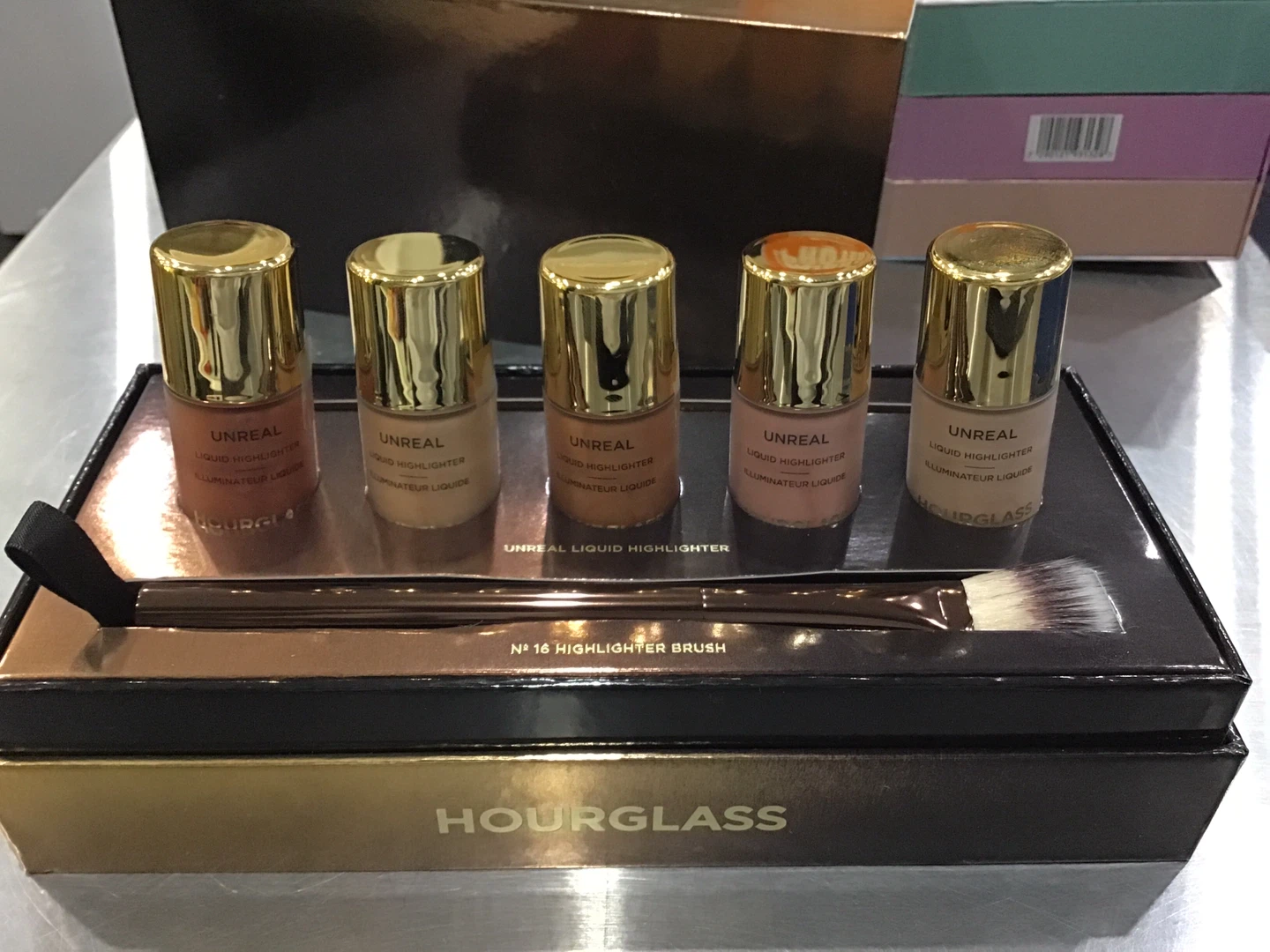 Hourglass Unreal Liquid Highlighter Set with Brush