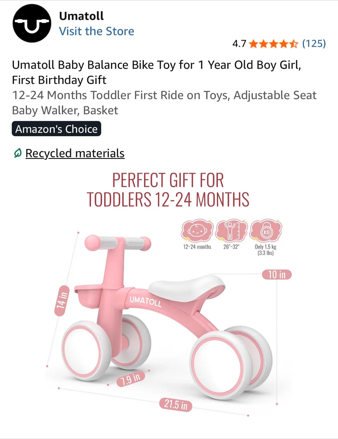 Umatoll Baby Balance Bike - photo 5