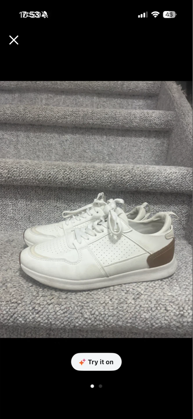 White Sneakers with Brown Accents