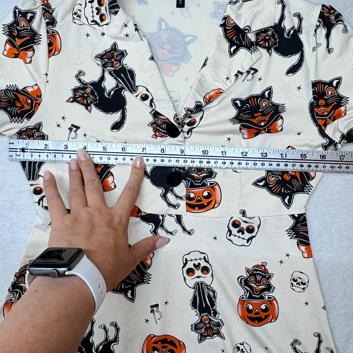 Sourpuss Black Cat Halloween Retro Peplum Polo Shirt Sz S - photo 4