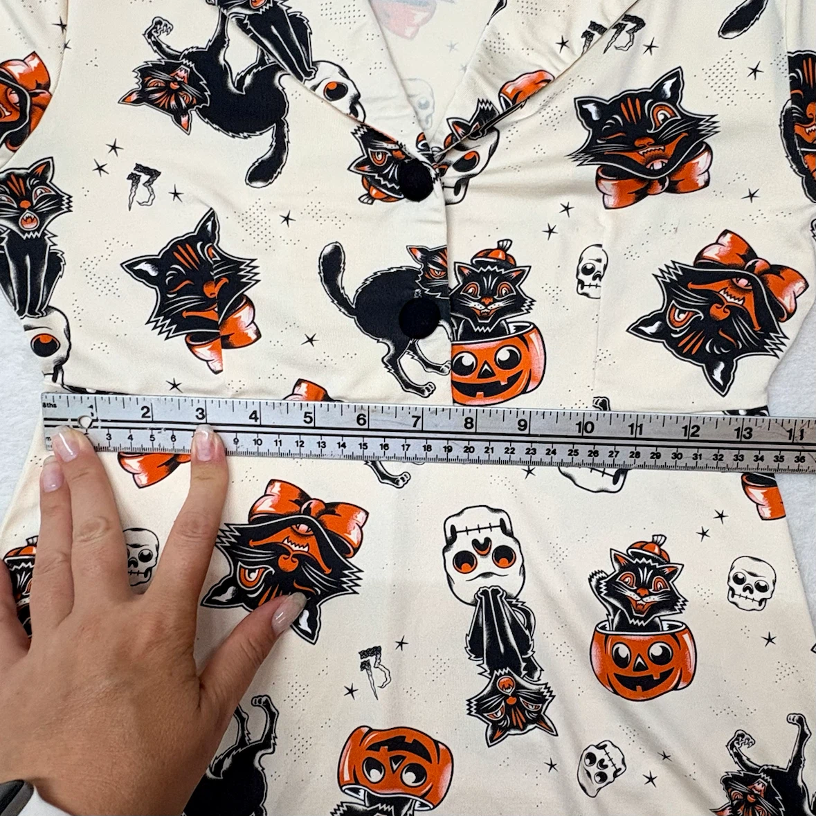 Sourpuss Black Cat Halloween Retro Peplum Polo Shirt Sz S - photo 5