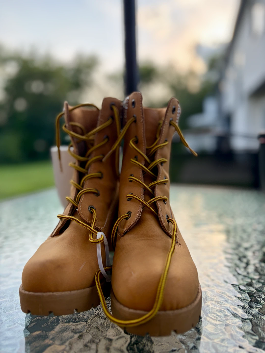 Women's Tan Lace-Up Heel Boots with Rhinestones - photo 2