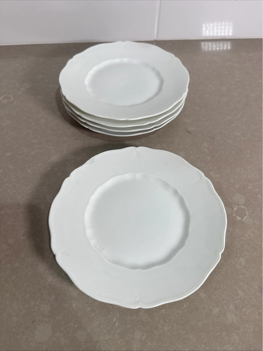 Set of 5 White Dinner Plates