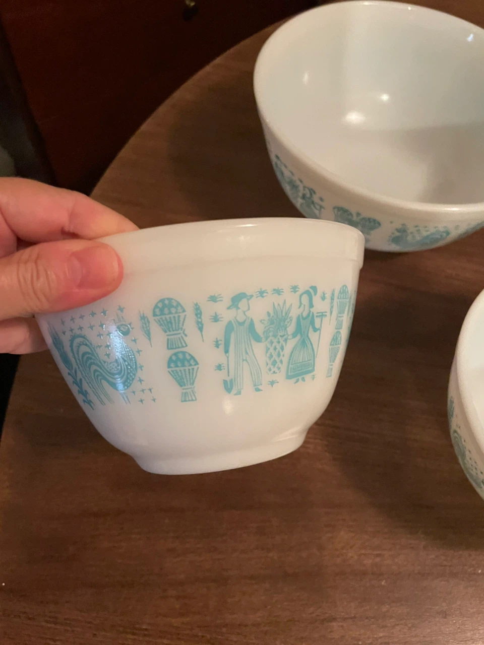 Pyrex Mixing Bowl Set - Turquoise Farmer's Market Pattern - photo 3
