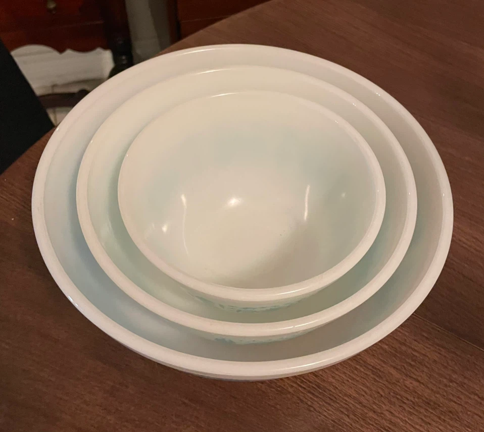 Pyrex Mixing Bowl Set - Turquoise Farmer's Market Pattern - photo 5
