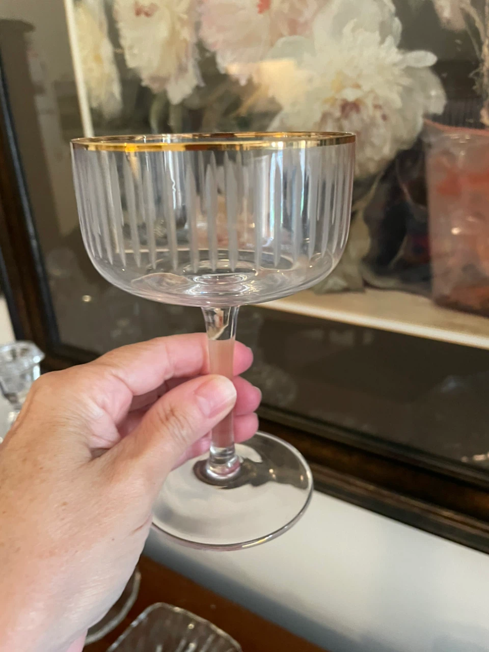 Gold Rimmed Fluted Coupe Glasses (2)