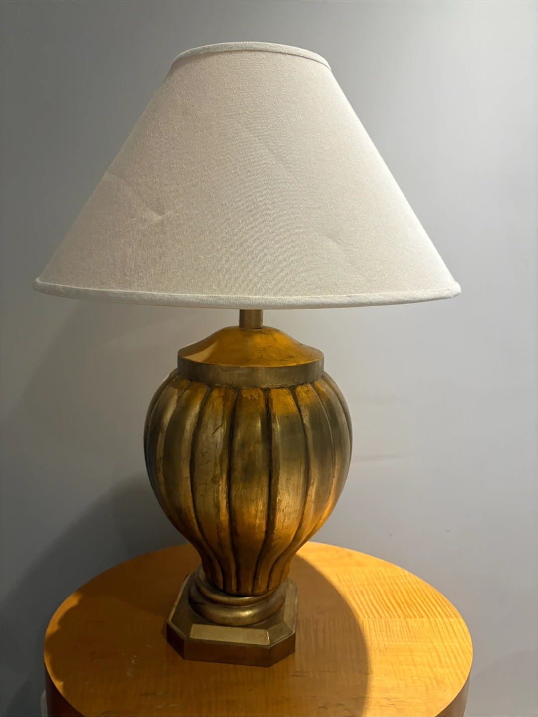 2 Large Vintage Gold Carved Wood Table Lamp – Hotel Style - photo 2