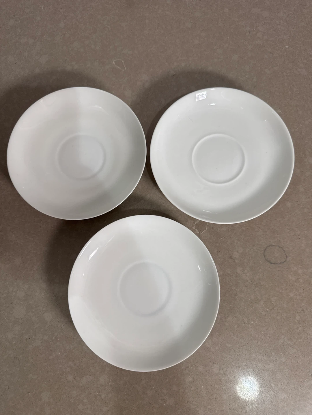 Set of 3 White H&C Porcelain Saucers