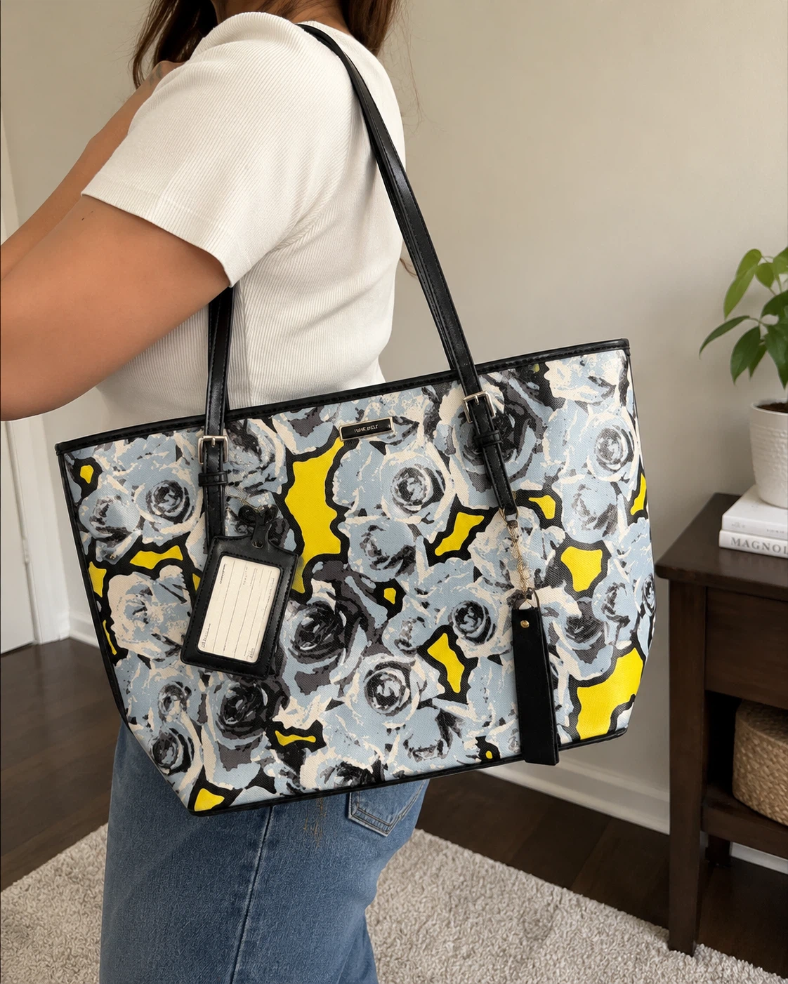 Nine West Rose Print Tote Bag with Card Holder - photo 5