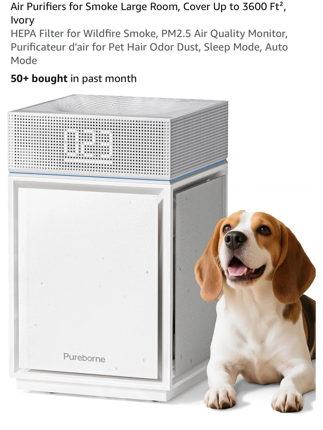 Pureborne Air Purifier, Ivory, Covers up to 3600 Sq Ft A5