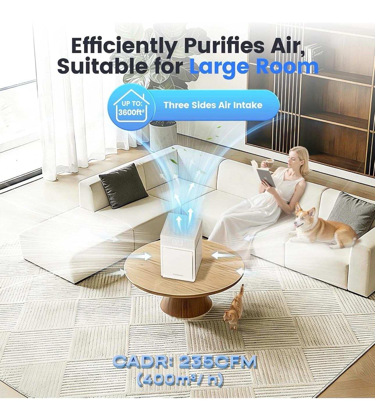 Pureborne Air Purifier, Ivory, Covers up to 3600 Sq Ft A5 - photo 2