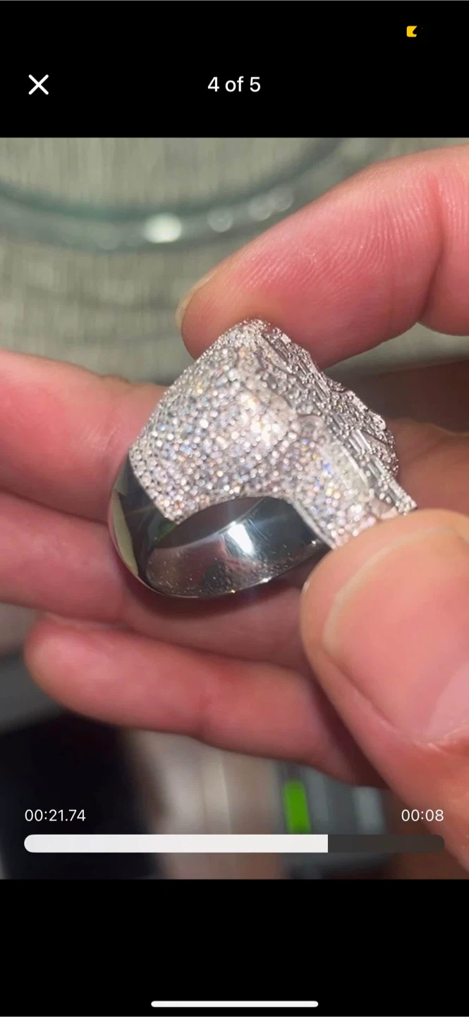 Men's Iced Out Cross Ring - photo 3
