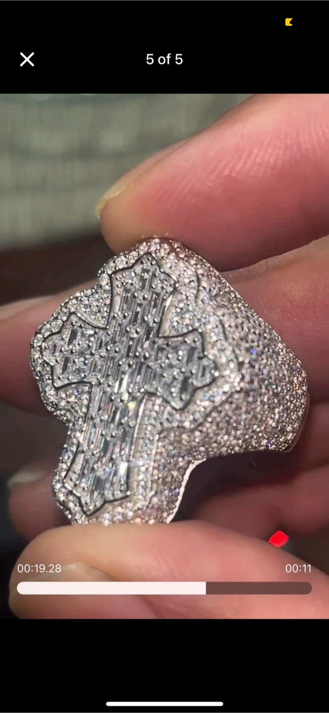 Men's Iced Out Cross Ring - photo 2
